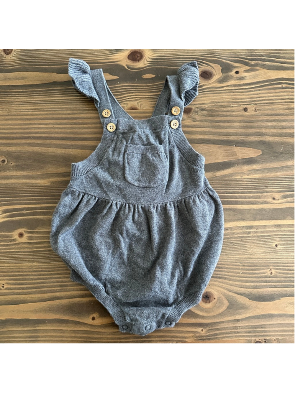 Carters Knit Ruffle Bodysuit 12M Gray Cotton Baby Girl One Piece